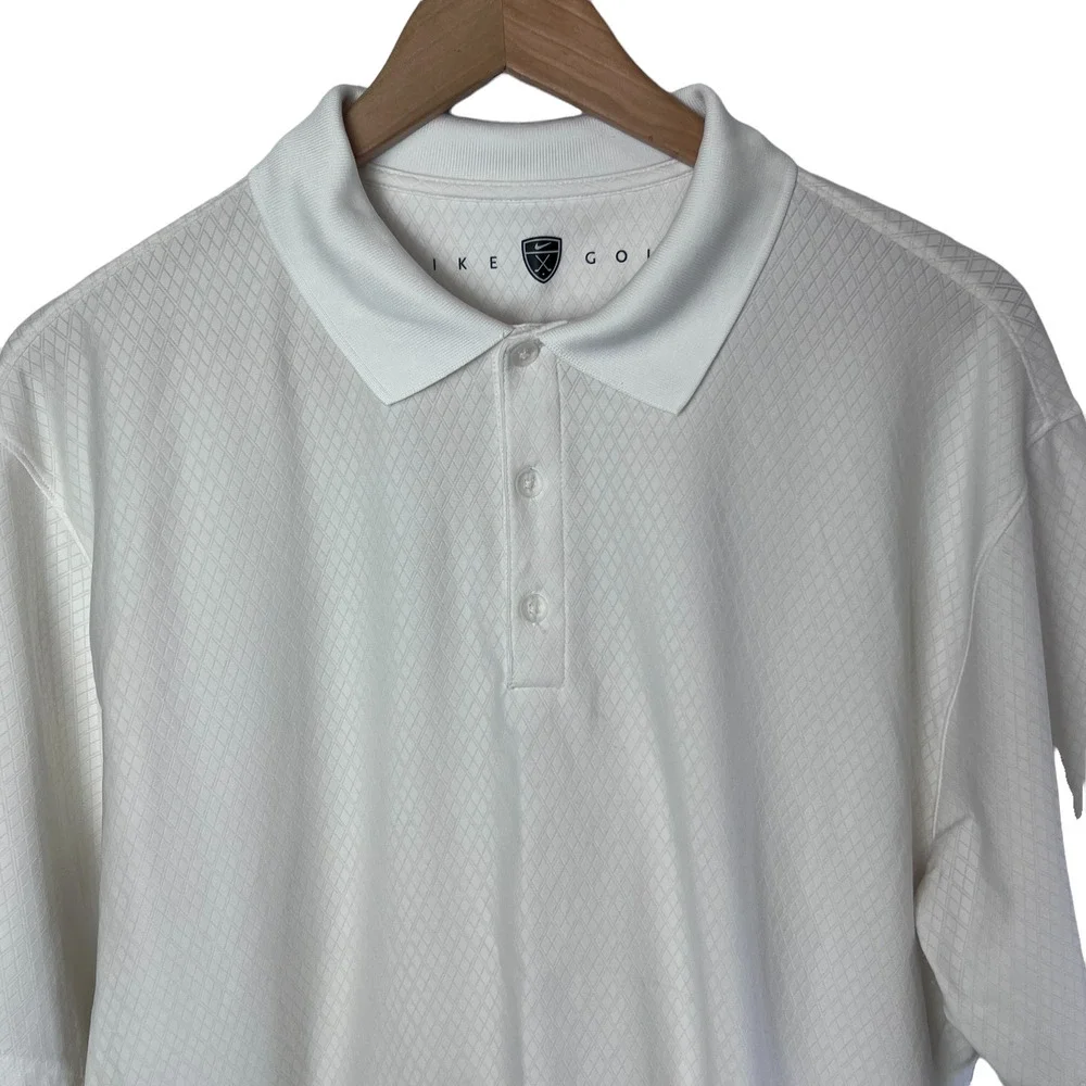 Nike Golf Size L Men's Fit Dry Polo Shirt Sporty Lightweight‎ Logo White